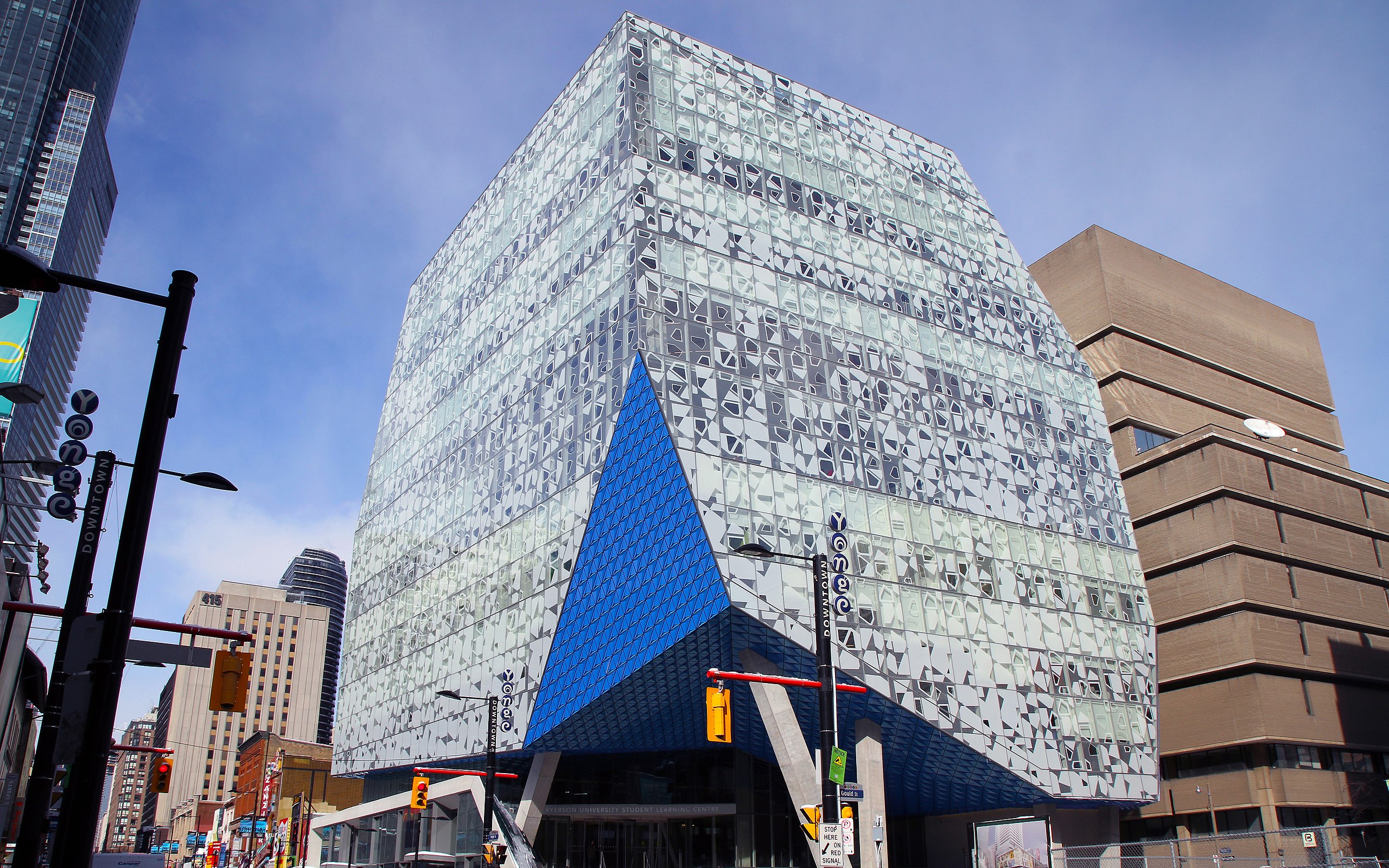 Modern glass building on Toronto Metropolitan University campus